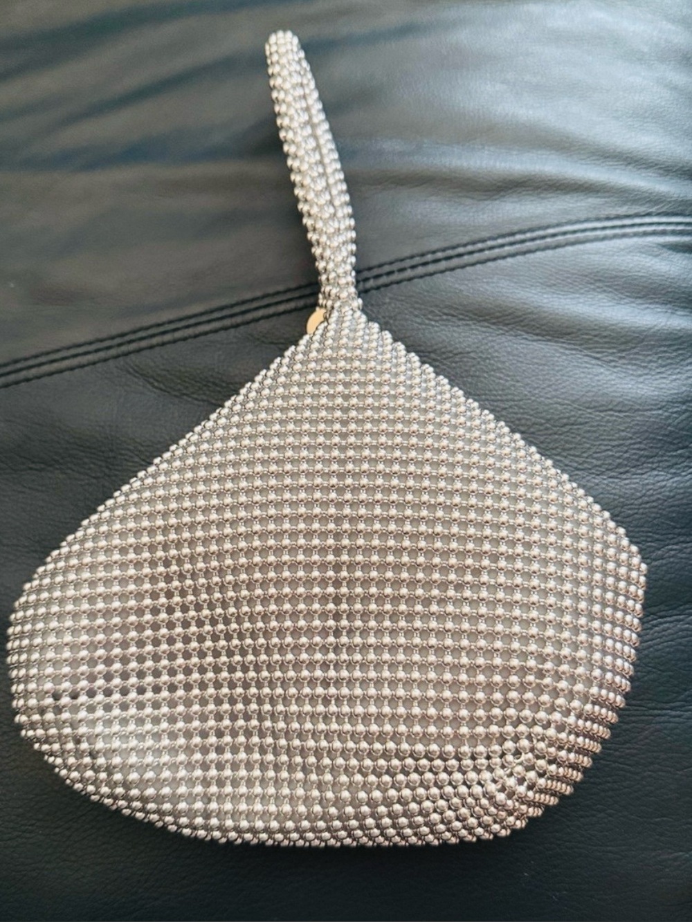 Rhinestone Silver Mesh Wristlet Clutch